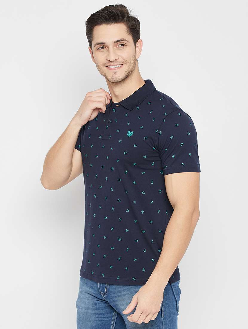 men polo neck printed t-shirt - 21502565 -  Standard Image - 1