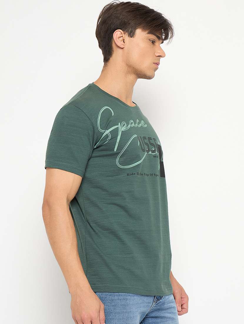 men round neck front print t-shirt - 21502566 -  Standard Image - 1