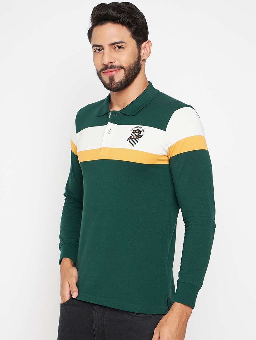men polo neck color block t-shirt - 21502590 -  Standard Image - 1