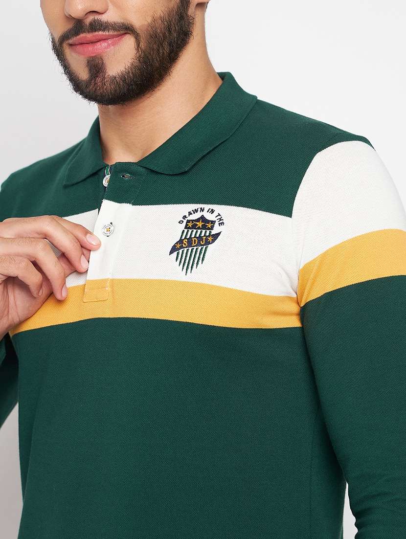 men polo neck color block t-shirt - 21502590 -  Standard Image - 4