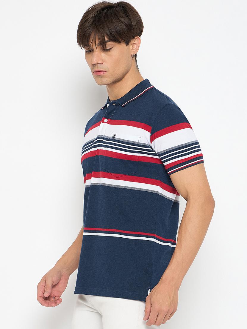 men polo neck striped t-shirt - 21502592 - Standard Image - 1