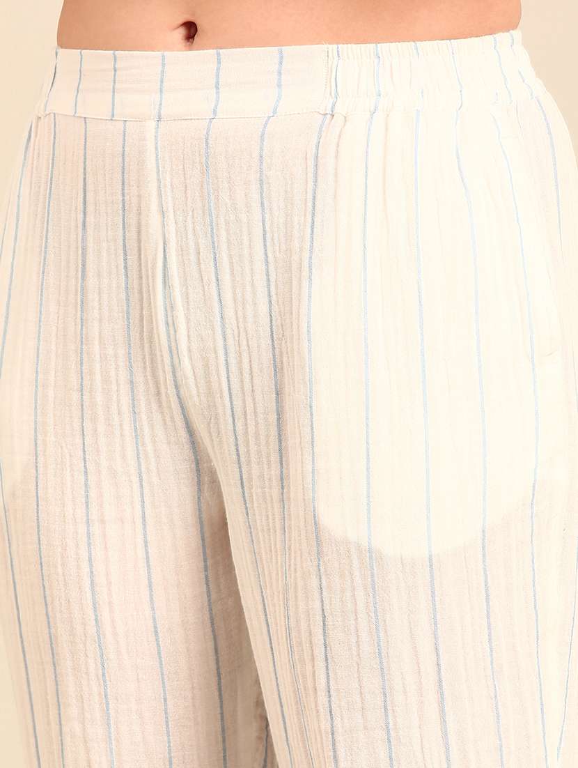women white striped chinos trouser - 21502686 -  Standard Image - 4