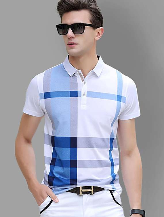 men checks short sleeve polo t-shirt combo - 21502732 -  Standard Image - 1