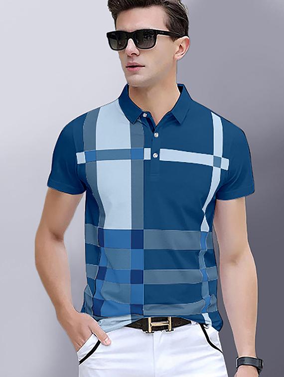 men checks short sleeve polo t-shirt combo - 21502737 - Standard Image - 1