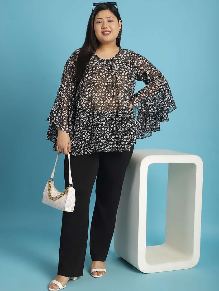 black floral printed regular top - 21502775 - Standard Image - 4