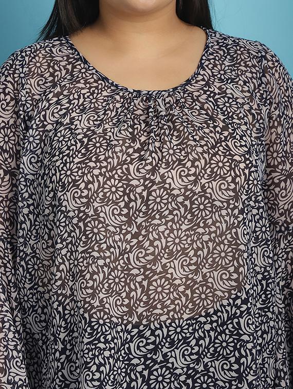 navy blue printed regular top - 21502779 - Standard Image - 4