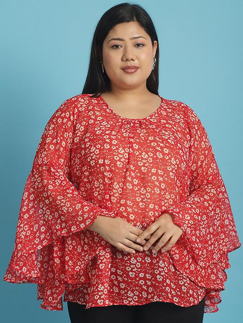 red printed regular top - 21502782 -  Standard Image - 0