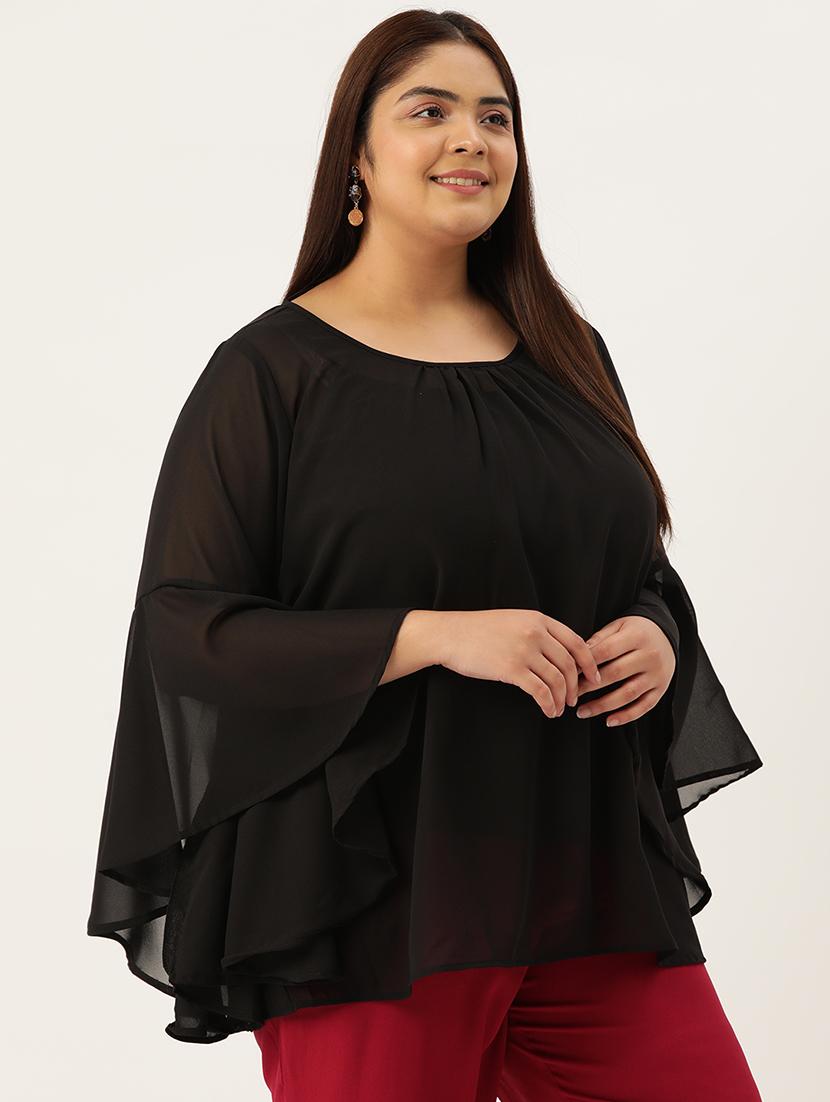 black solid regular top - 21502788 - Standard Image - 1