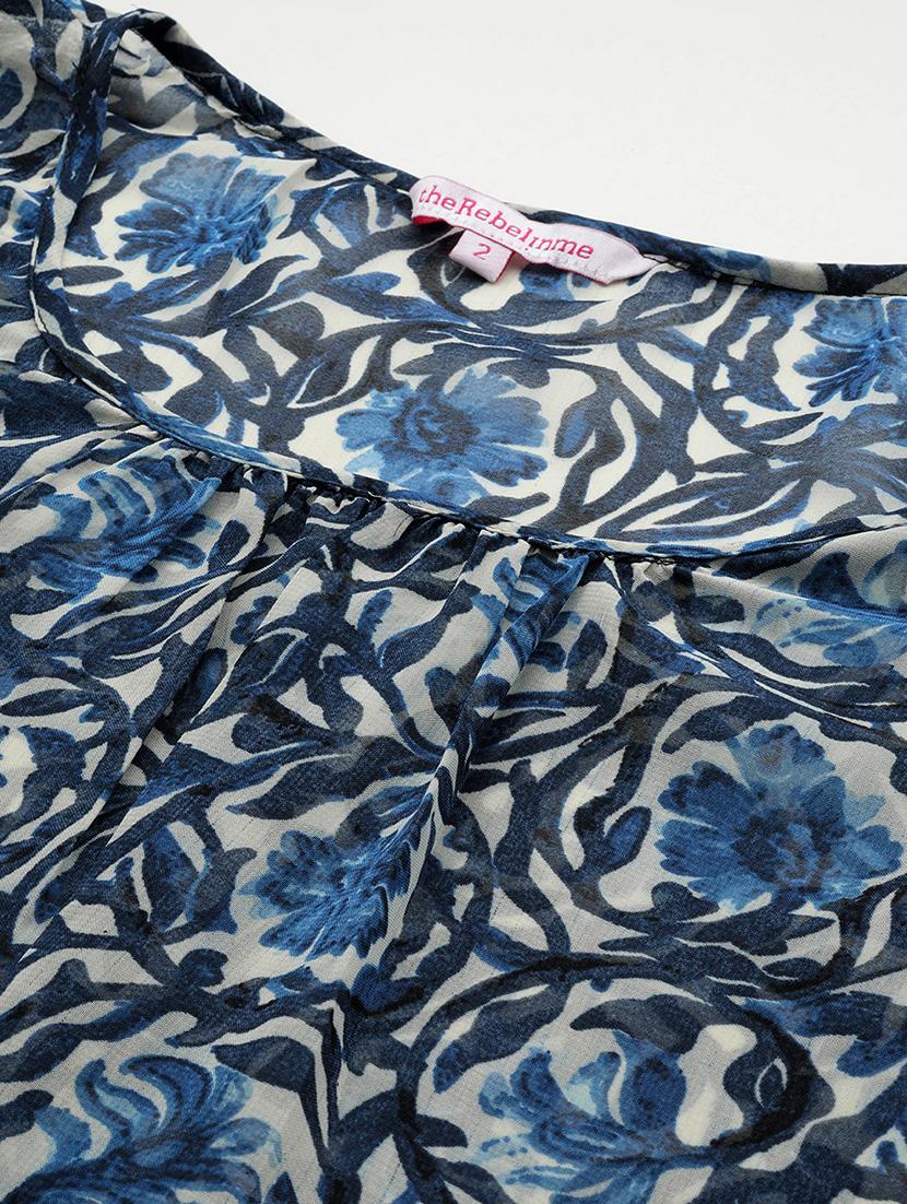 blue printed regular top - 21502789 - Standard Image - 4