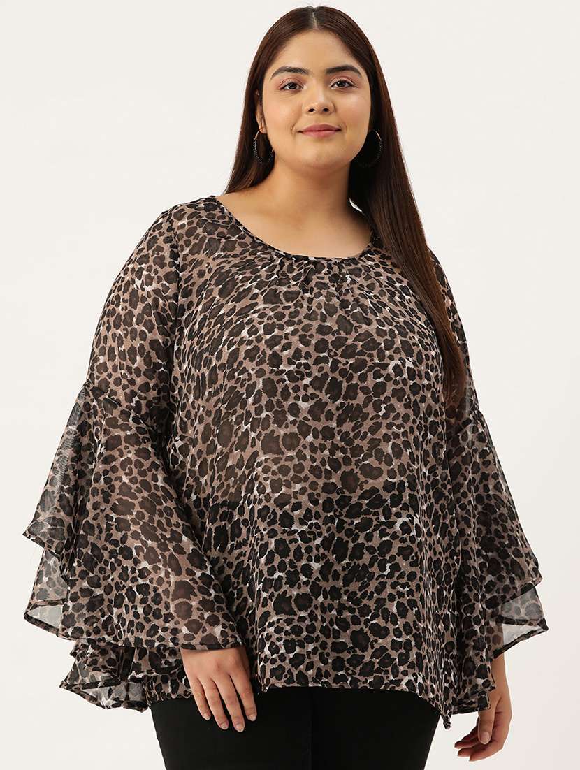 black animal printed regular top