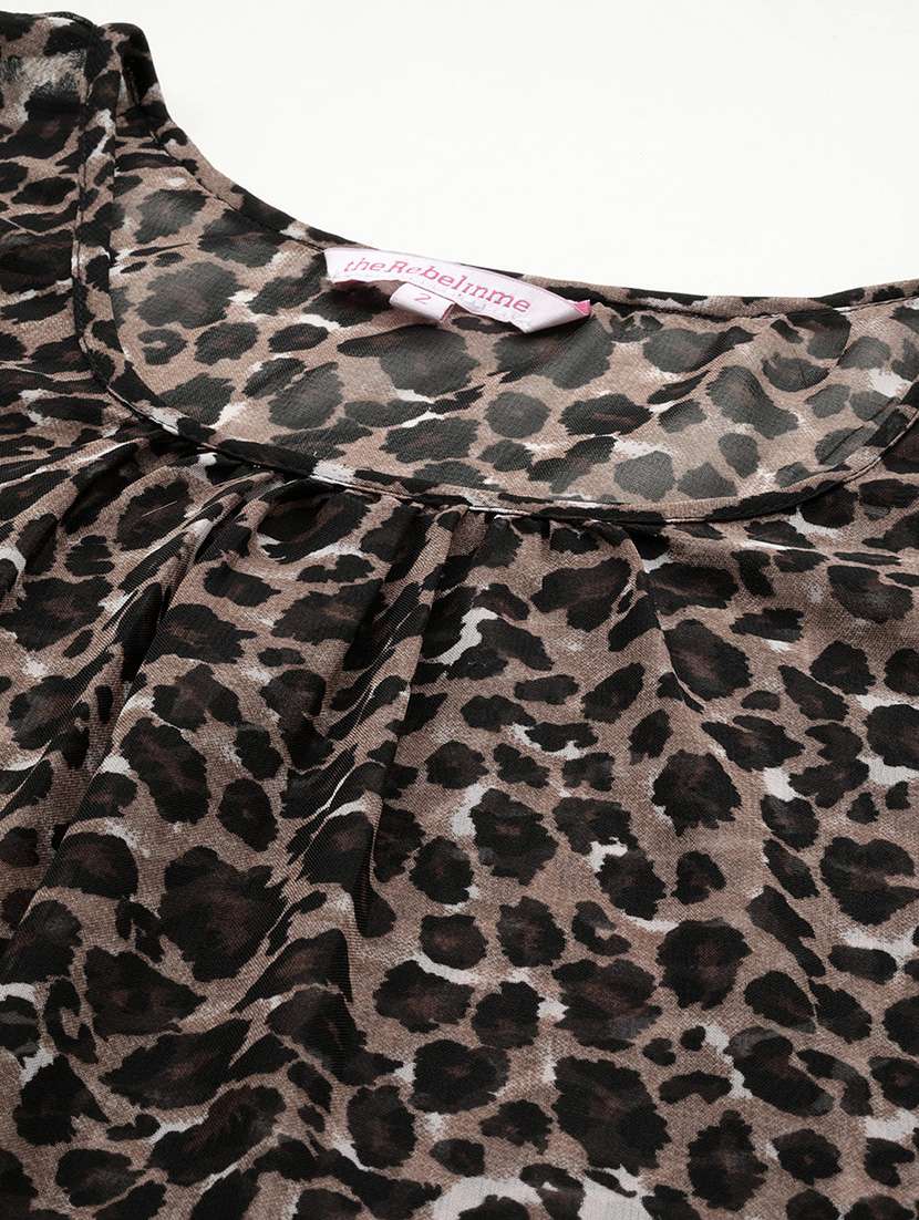 black animal printed regular top - 21502790 -  Standard Image - 4