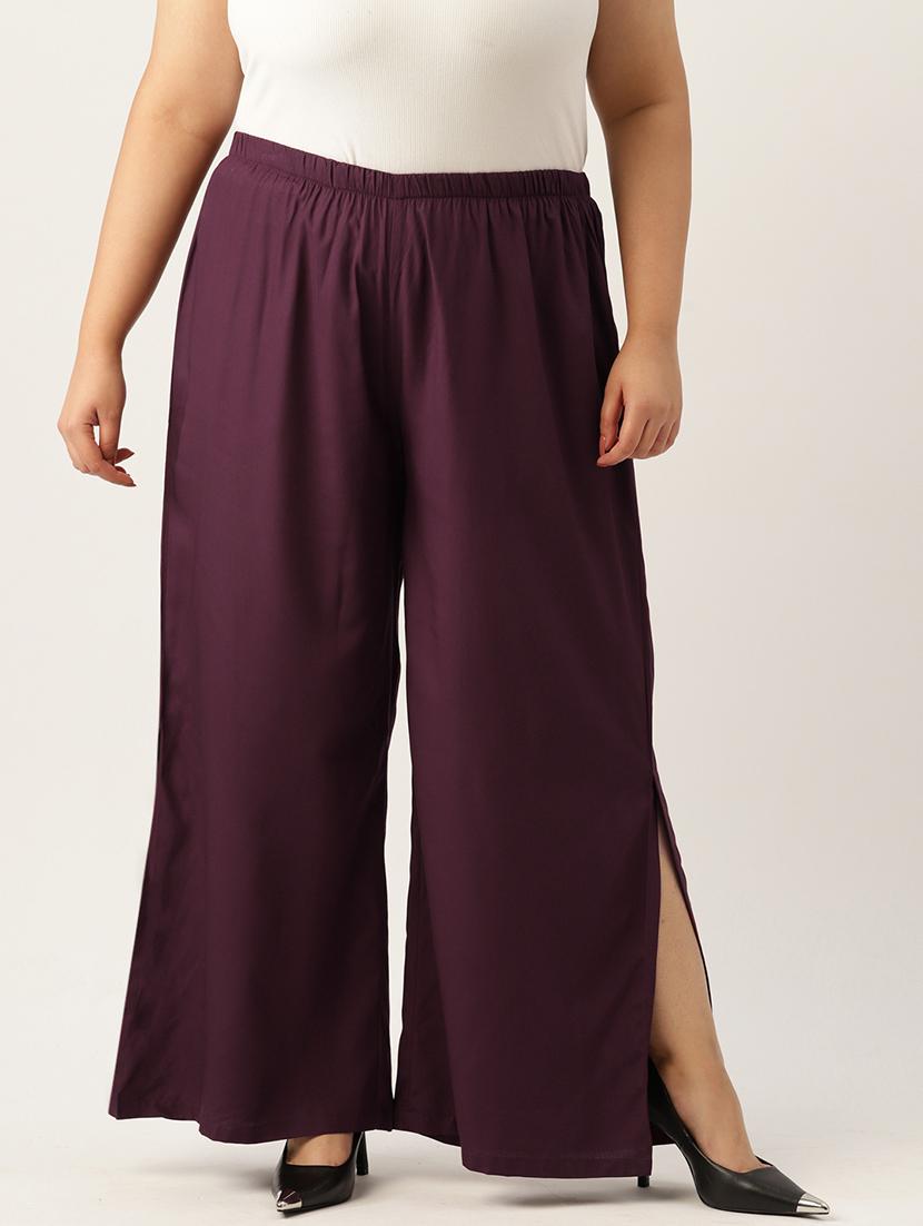women high-rise solid wide leg trouser - 21502803 -  Zoom Image - 0