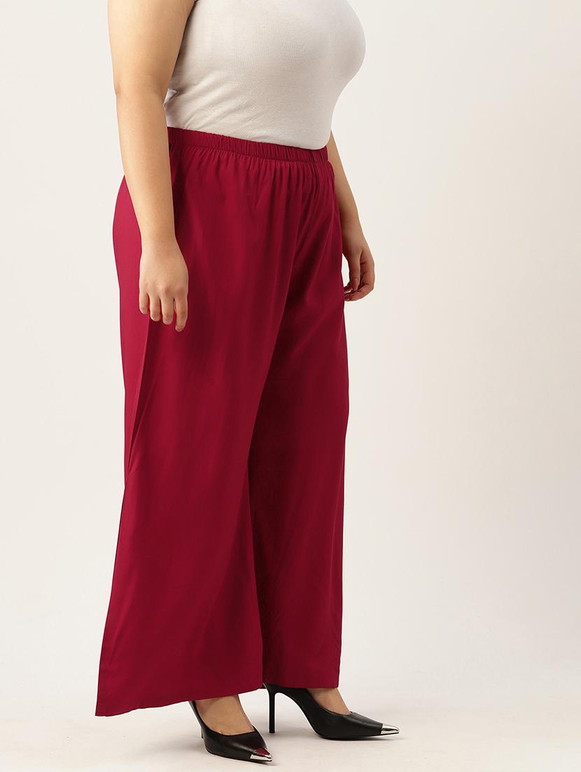 women high-rise solid wide leg trouser - 21502808 - Standard Image - 1