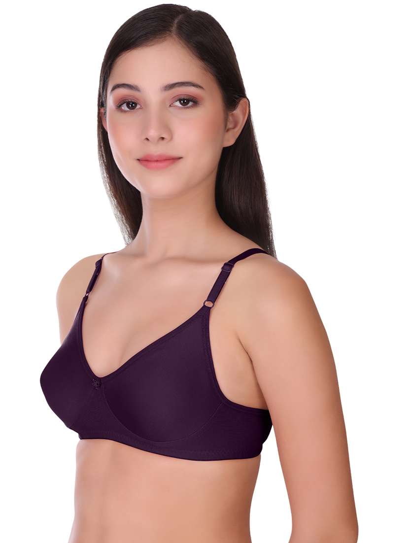 women solid full coverage cotton t-shirt bra - 21502918 -  Standard Image - 1