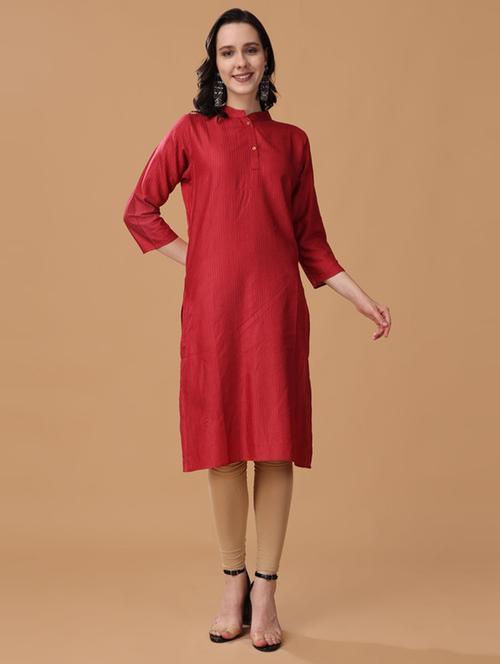women red solid a-line kurta - 21503024 -  Standard Image - 0