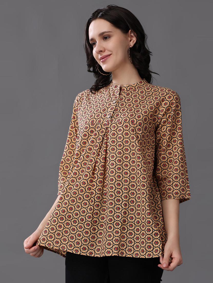 women yellow cotton blend regular top - 21503093 - Zoom Image - 0