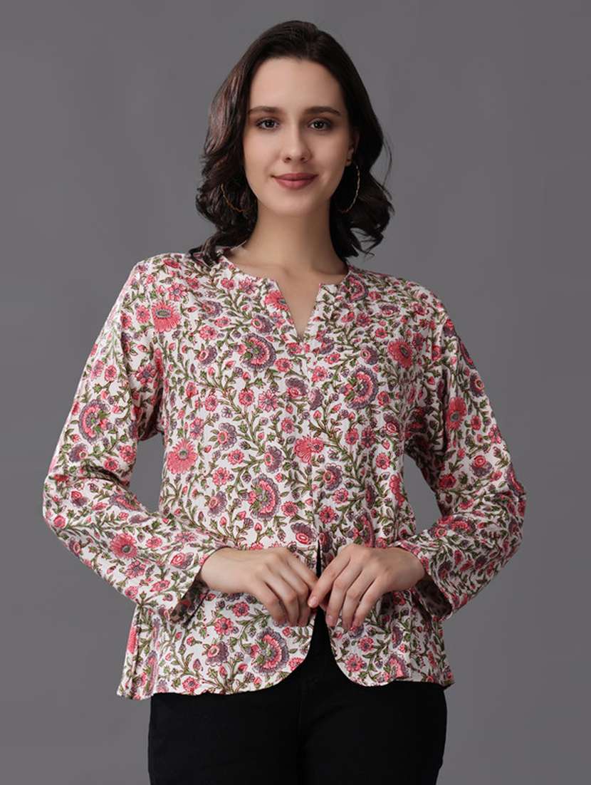 women white cotton blend regular top