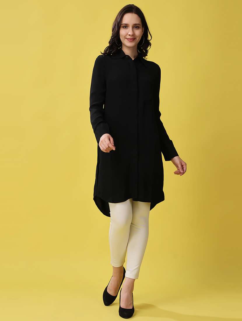 black polyester regular top