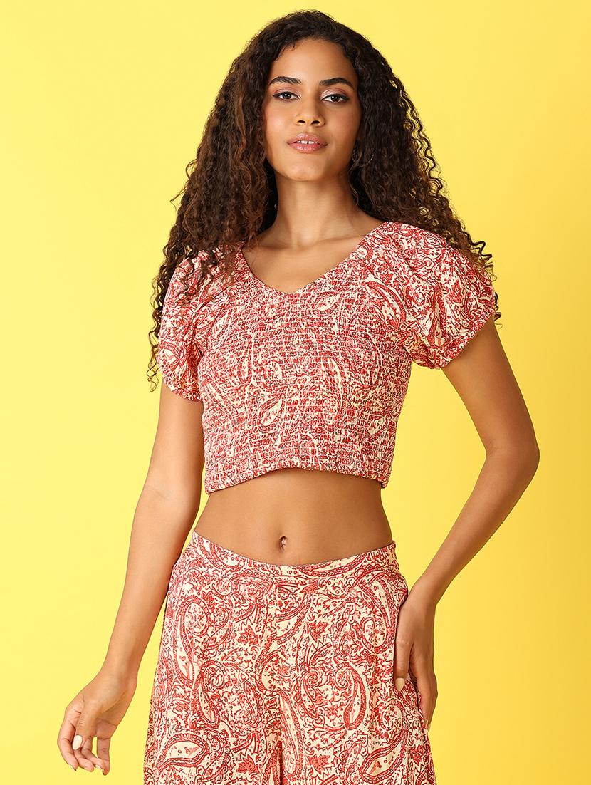women orange printed crop top - 21503123 -  Zoom Image - 0