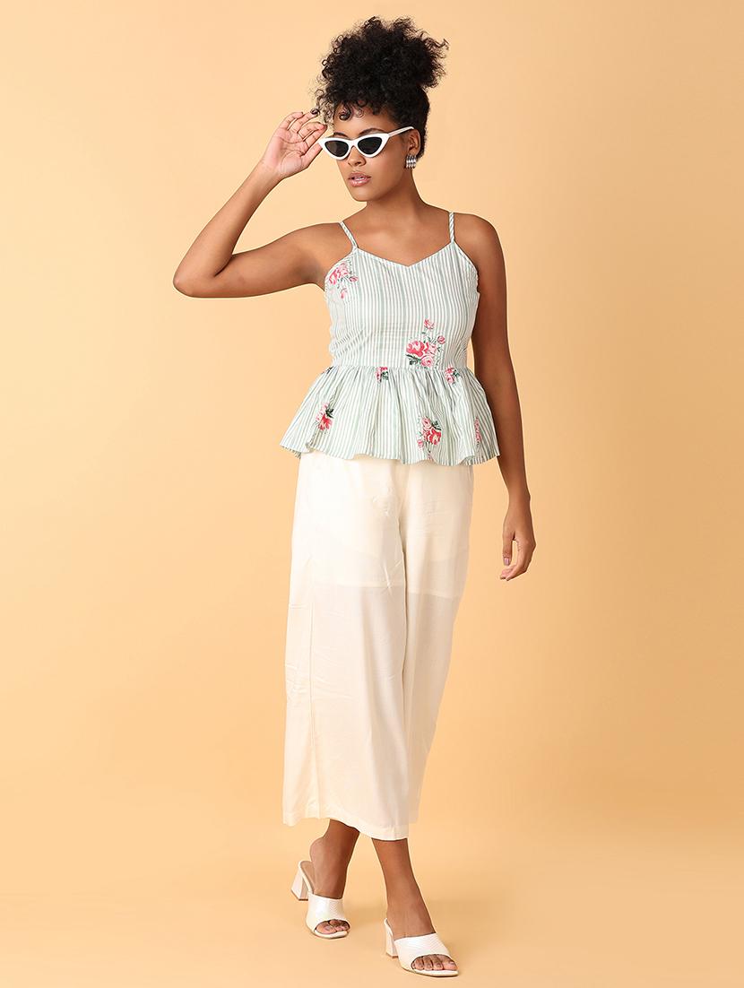 green printed peplum top - 21503132 - Standard Image - 4