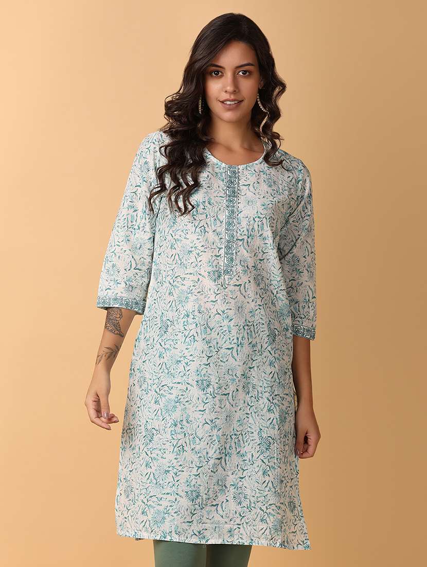 white printed a-line kurta - 21503136 - Zoom Image - 0