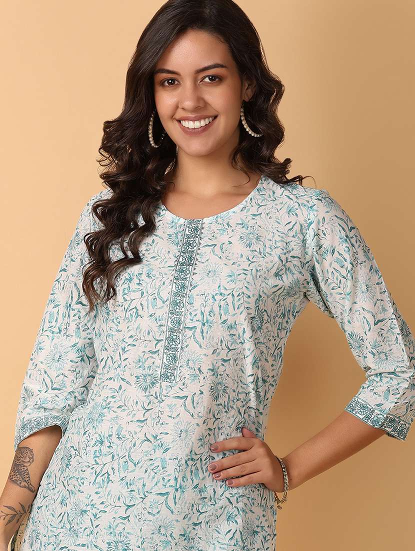 white printed a-line kurta - 21503136 - Standard Image - 4
