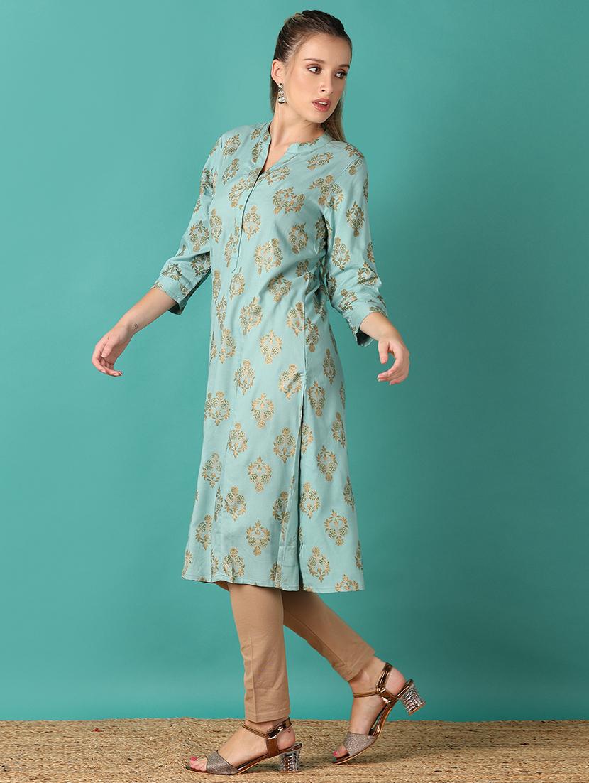 women green floral a-line kurta - 21503406 - Standard Image - 1