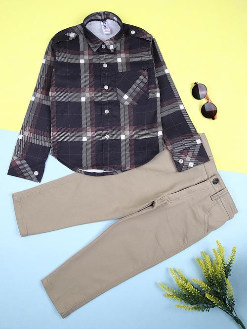 boys checkered casual wear full length set - 21503407 - Standard Image - 0