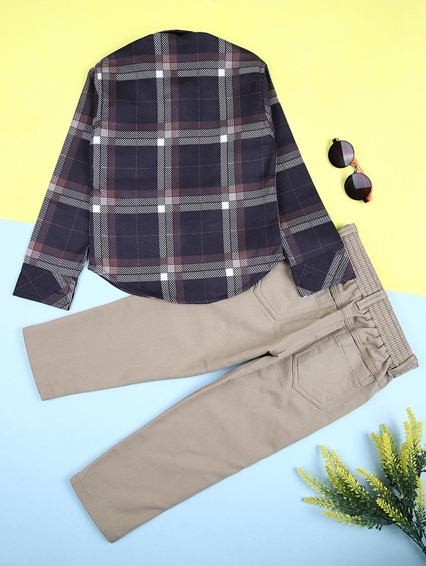 boys checkered casual wear full length set - 21503407 -  Standard Image - 1