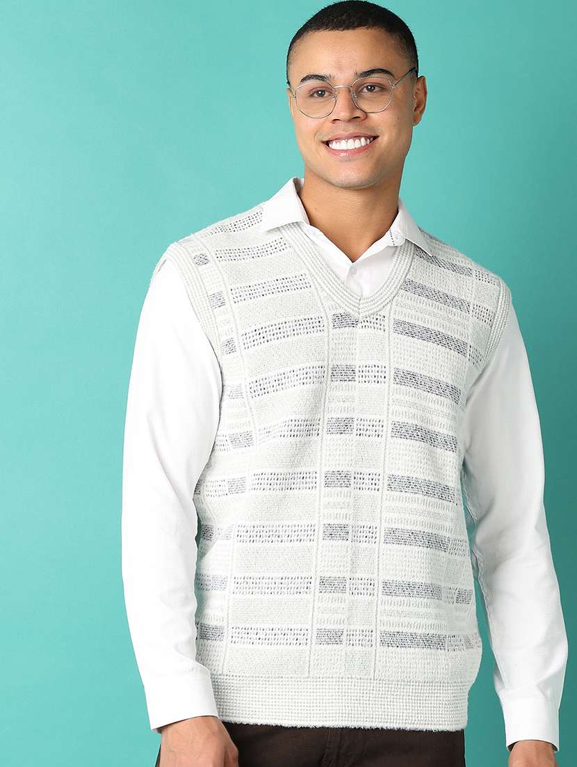 men v-neck self design pullover - 21503431 -  Standard Image - 1