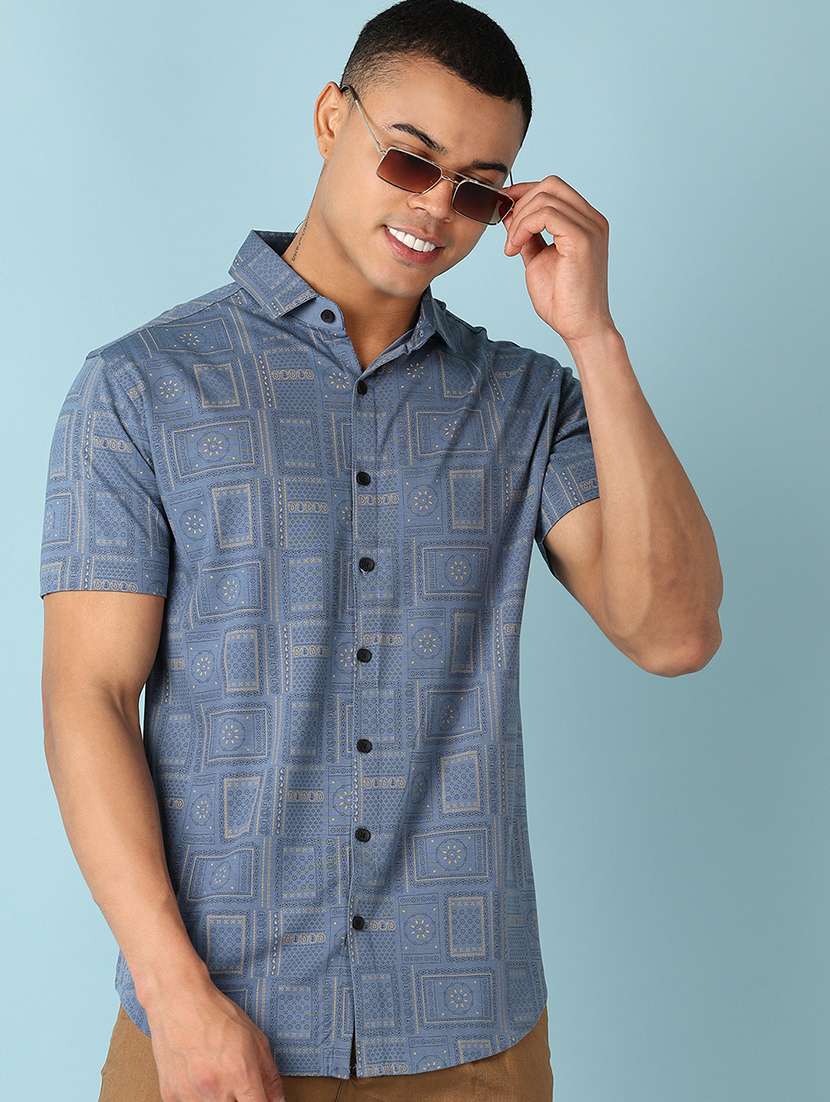 men short sleeves printed casual shirt - 21503477 -  Standard Image - 1