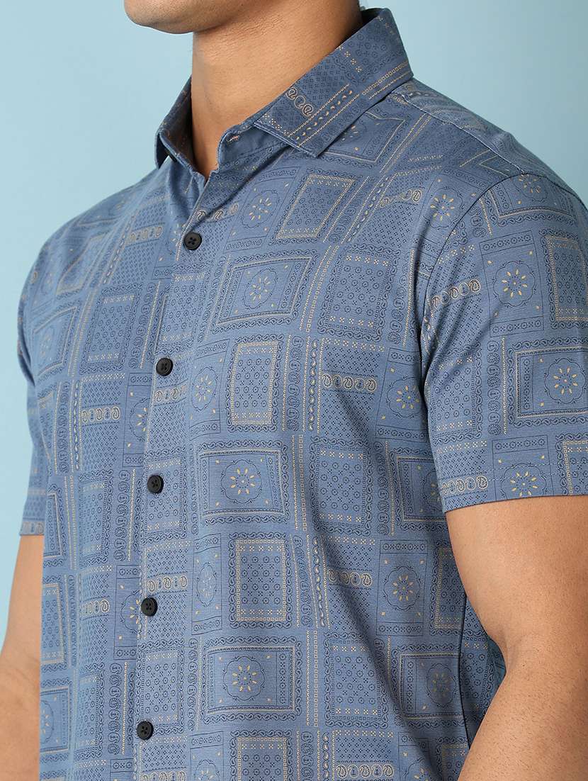 men short sleeves printed casual shirt - 21503477 -  Standard Image - 4
