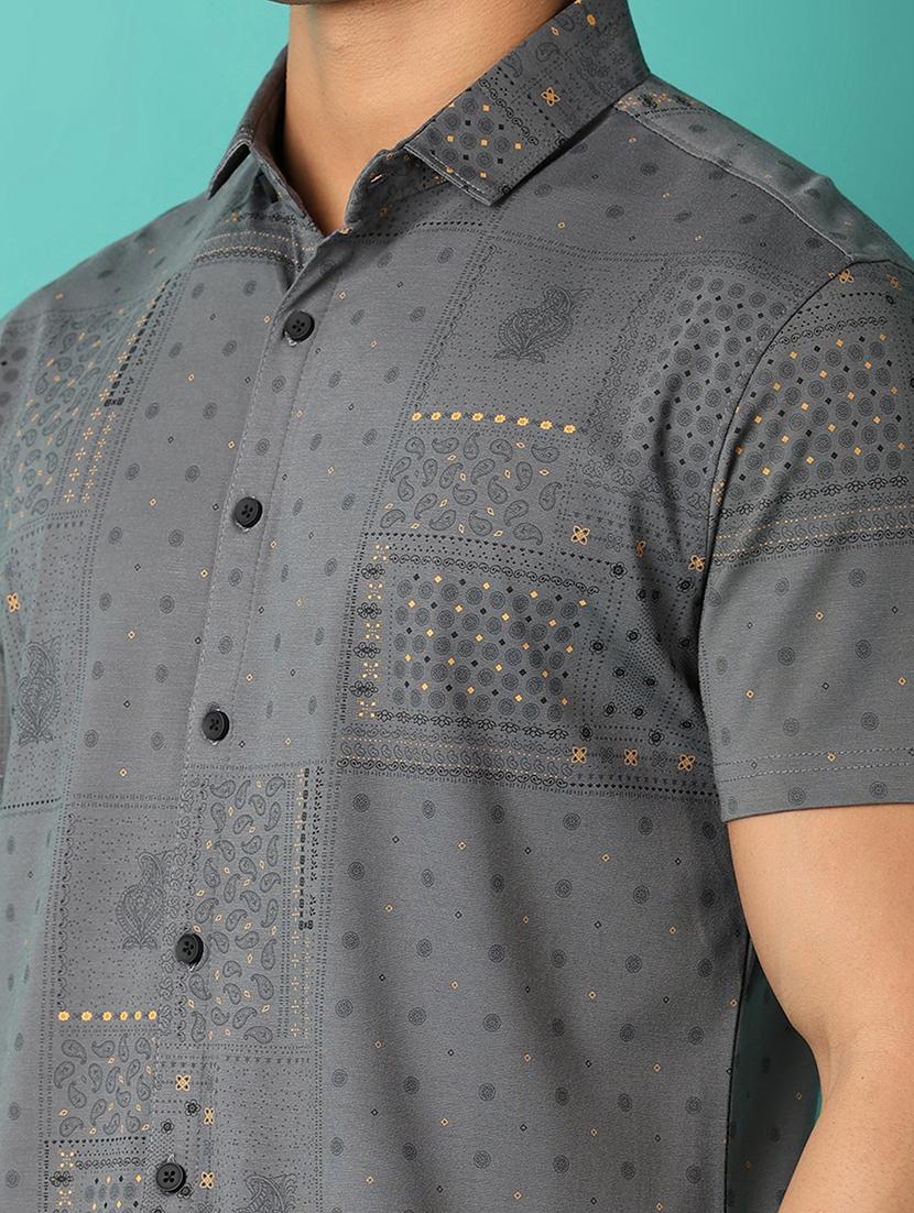 men short sleeves printed casual shirt - 21503478 - Standard Image - 4