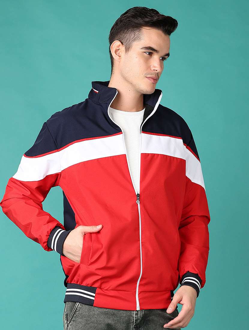 men color block long sleeve regular jacket - 21503502 -  Standard Image - 1