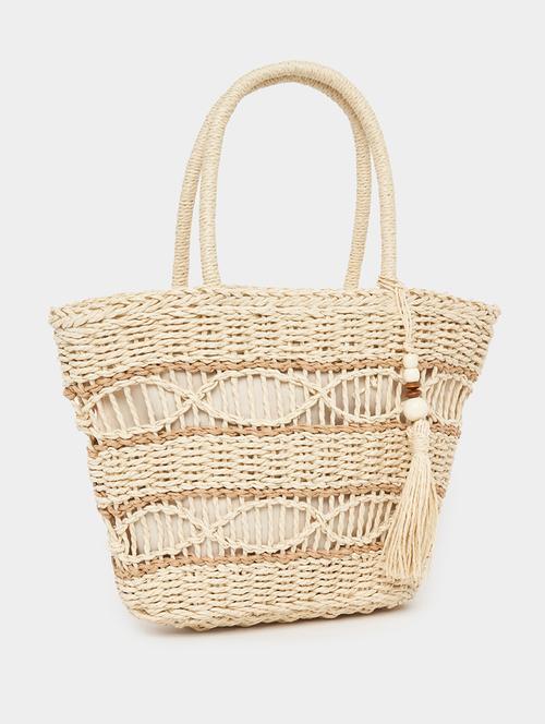 women beige cotton handbag - 21503995 - Standard Image - 0