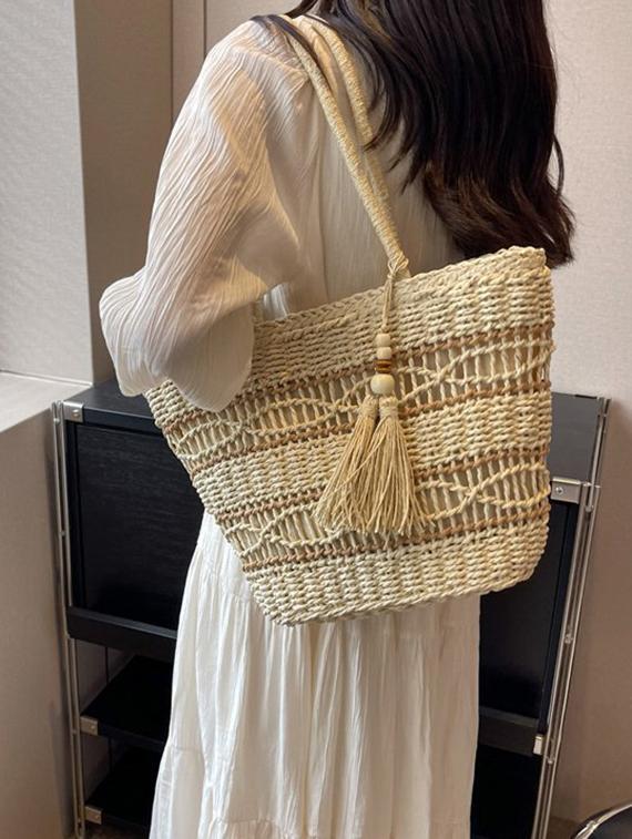 women beige cotton handbag - 21503995 - Standard Image - 4