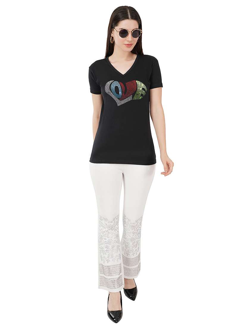 women embellished short sleeves t-shirt - 21504389 -  Standard Image - 4