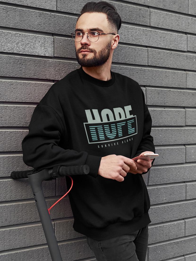 men black chest print long sleeve sweatshirt - 21505154 - Standard Image - 1
