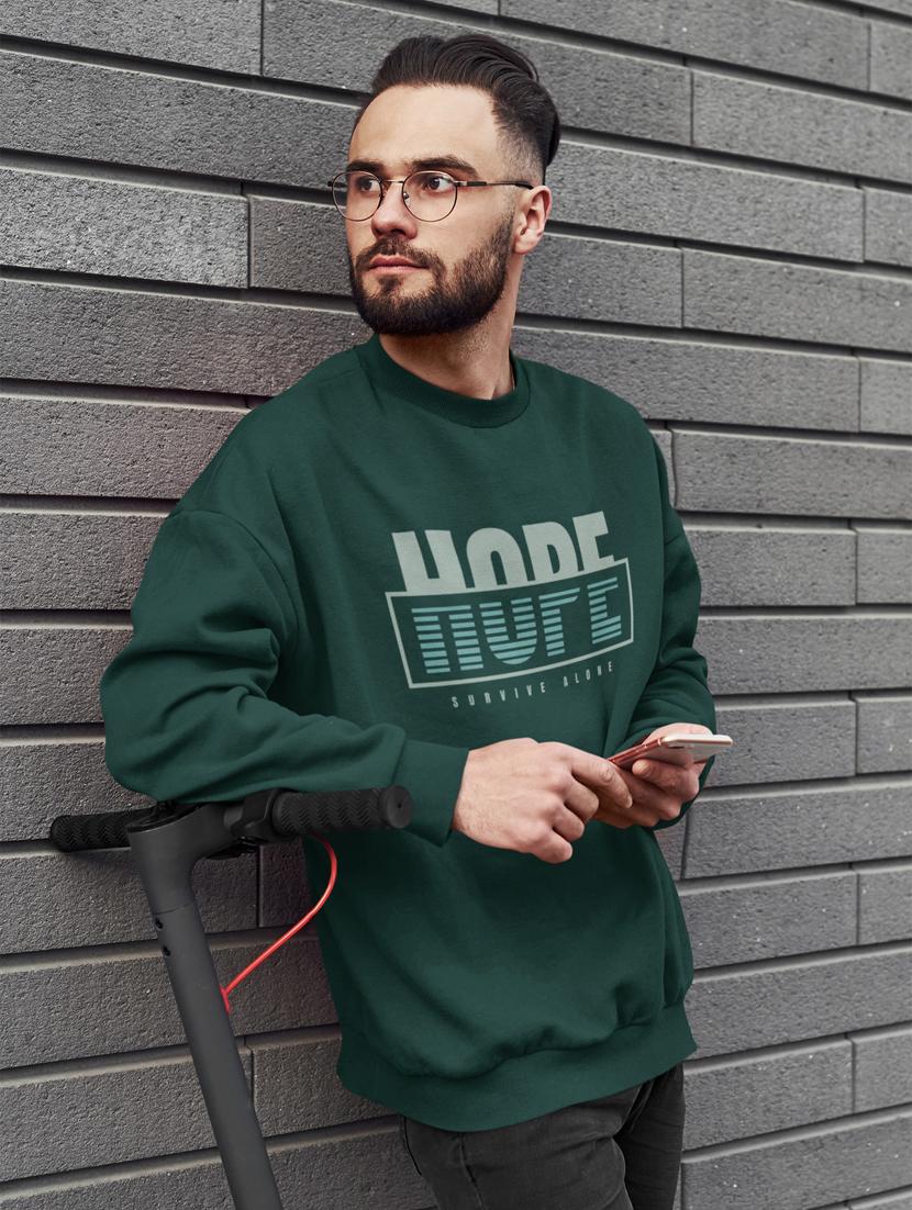 men green chest print long sleeve sweatshirt - 21505155 - Standard Image - 1