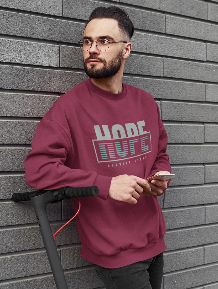 men maroon chest print long sleeve sweatshirt - 21505156 - Standard Image - 1