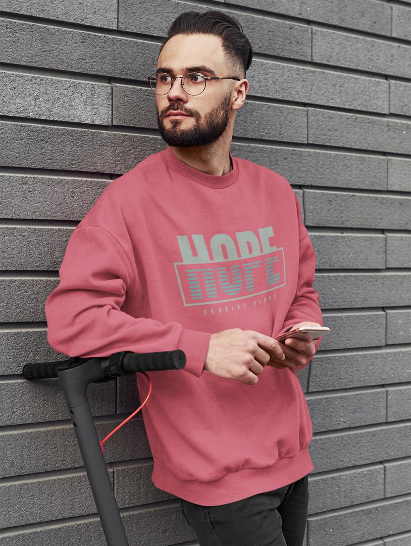 men pink polycotton chest print sweatshirt - 21505158 - Standard Image - 1