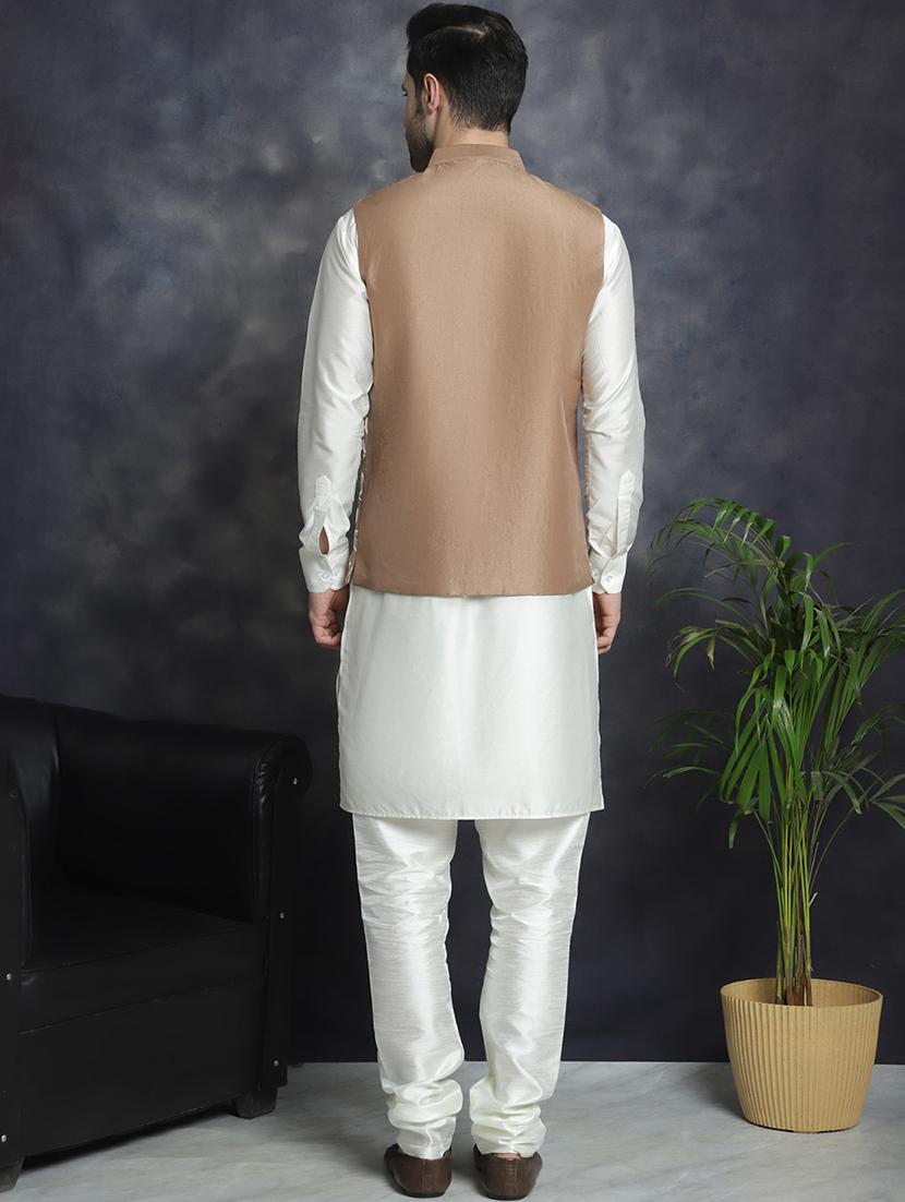 men embroidered kurta churidar with jacket ethnic wear set - 21505298 - Standard Image - 4