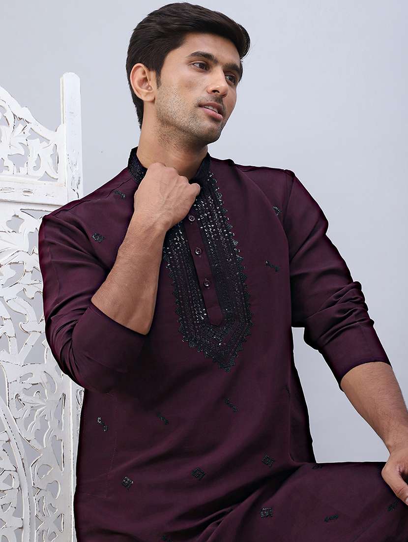men embroidered kurta chudidar pant ethnic wear set - 21505354 -  Standard Image - 4