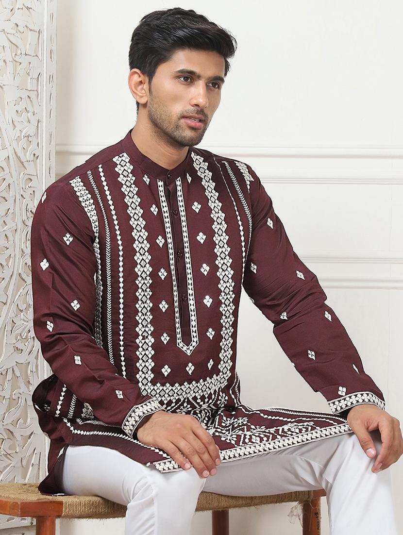 men embroidered kurta pyjama ethnic wear set - 21505360 - Standard Image - 4