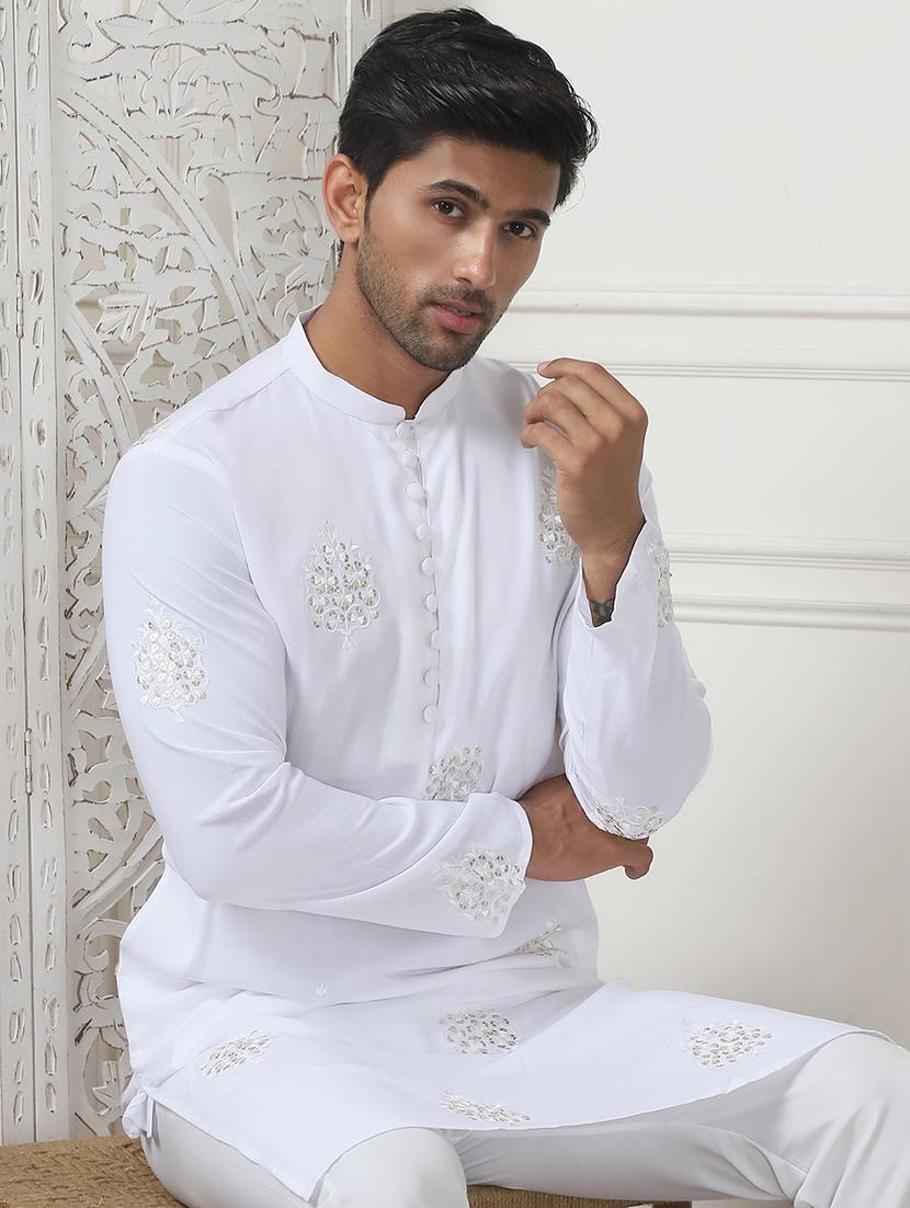 men embroidered kurta pyjama ethnic wear set - 21505362 - Standard Image - 4