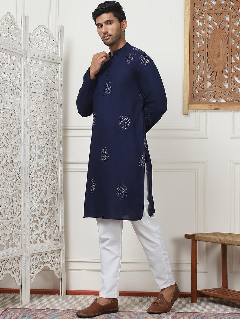 men embroidered kurta pyjama ethnic wear set - 21505365 - Standard Image - 1