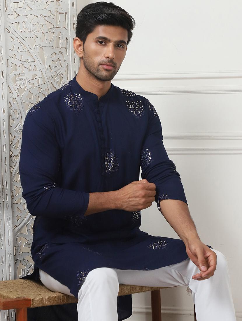 men embroidered kurta pyjama ethnic wear set - 21505365 - Standard Image - 4