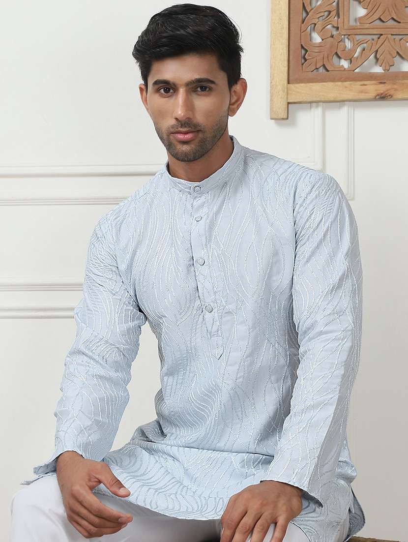men embroidered kurta pyjama ethnic wear set - 21505375 -  Standard Image - 4