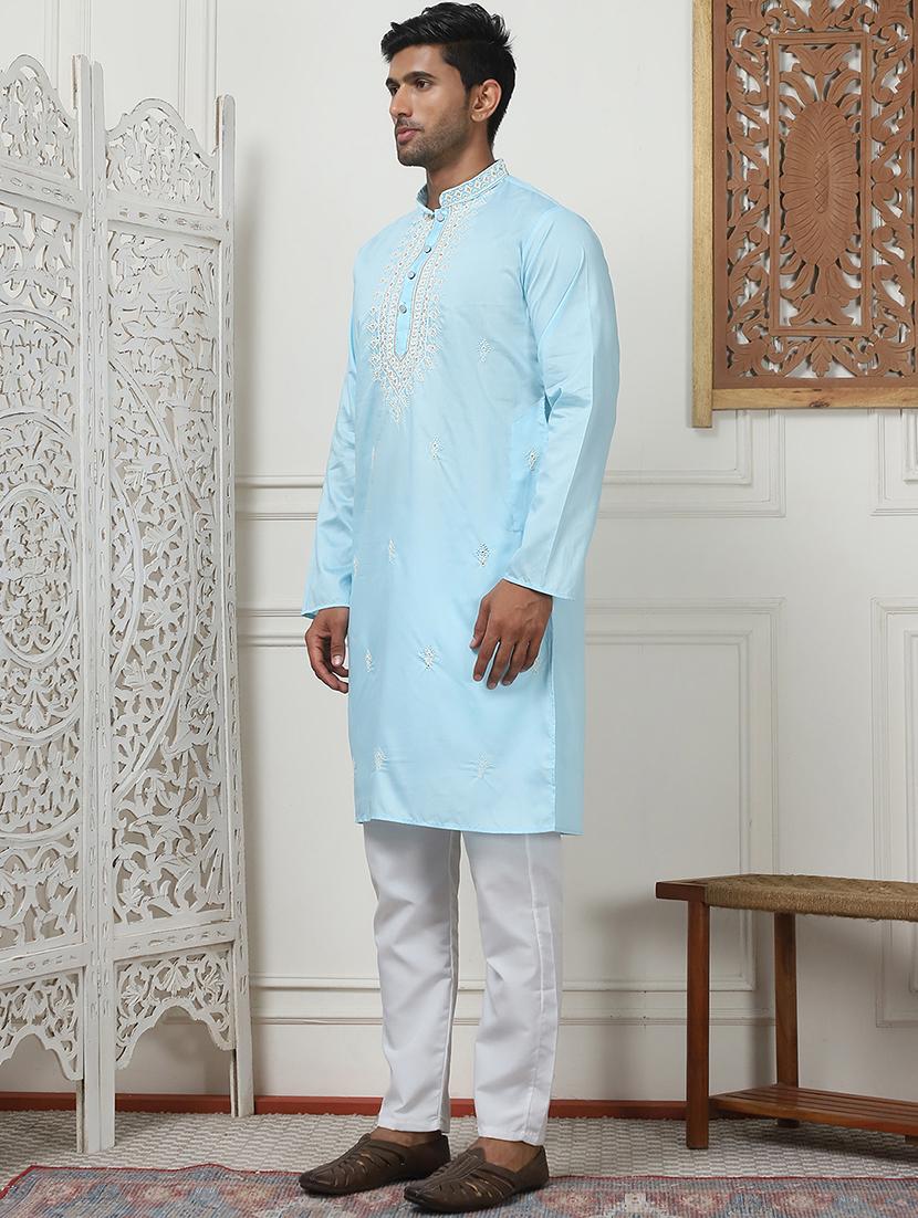 men embroidered kurta pyjama ethnic wear set - 21505380 - Standard Image - 1