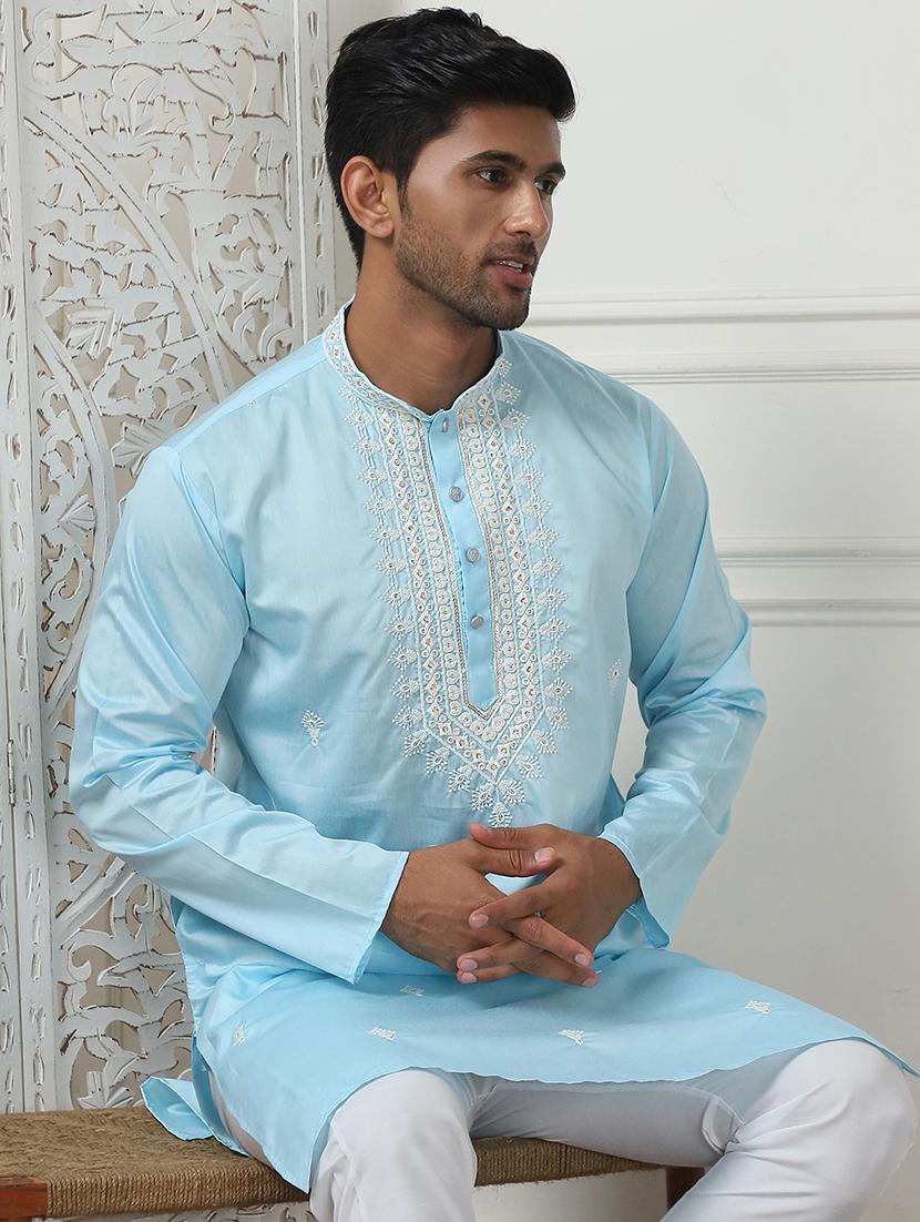 men embroidered kurta pyjama ethnic wear set - 21505380 - Standard Image - 4